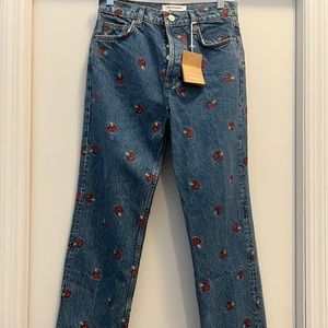 NEW Embroidered Reformation jeans. Never been worn before and tags are still on.